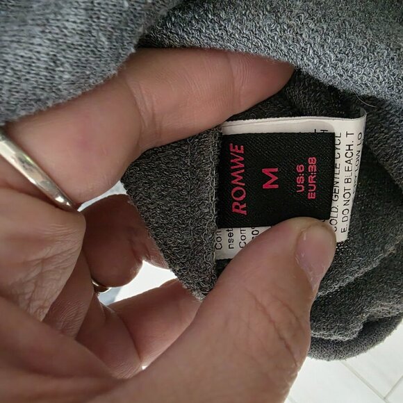 Romwe Grey Zip Up Hoodie with Graphic Print – Women’s Medium - Picture 7 of 10